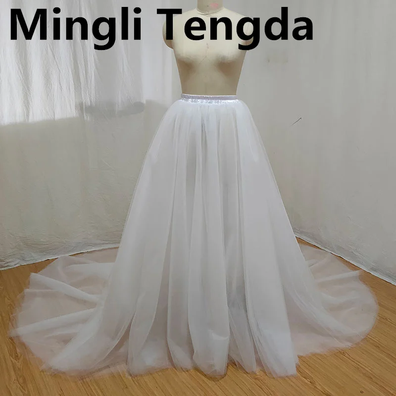 Mingli Tengda Detachable Elastic Waistline 4 Layers Tulle Skirts Bridal Trailing Supporting Skirt Removable Petticoat Wedding