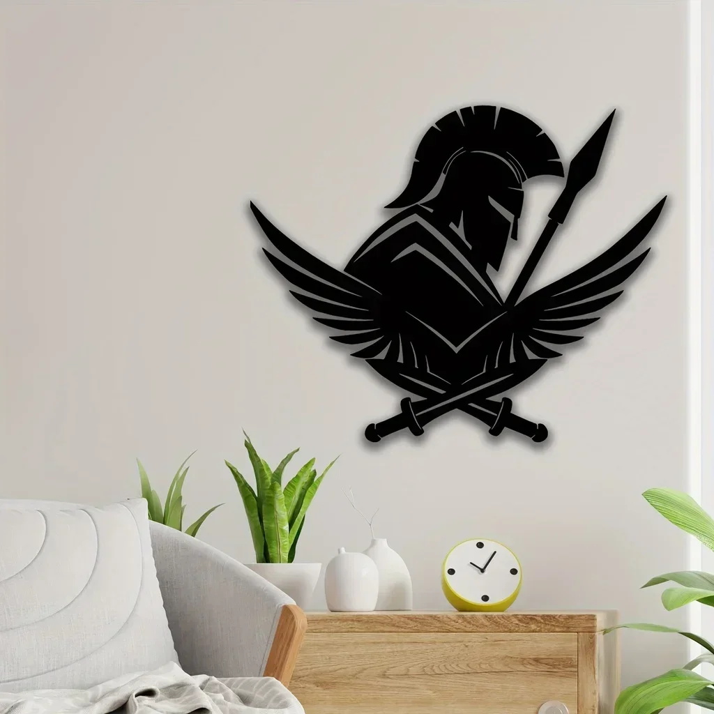 Ancient Greek Spartan Warrior Wall Decor Outdoor Metal Helmet Art for Home Decoration, Living Room Bedroom Kindergarten Nursery