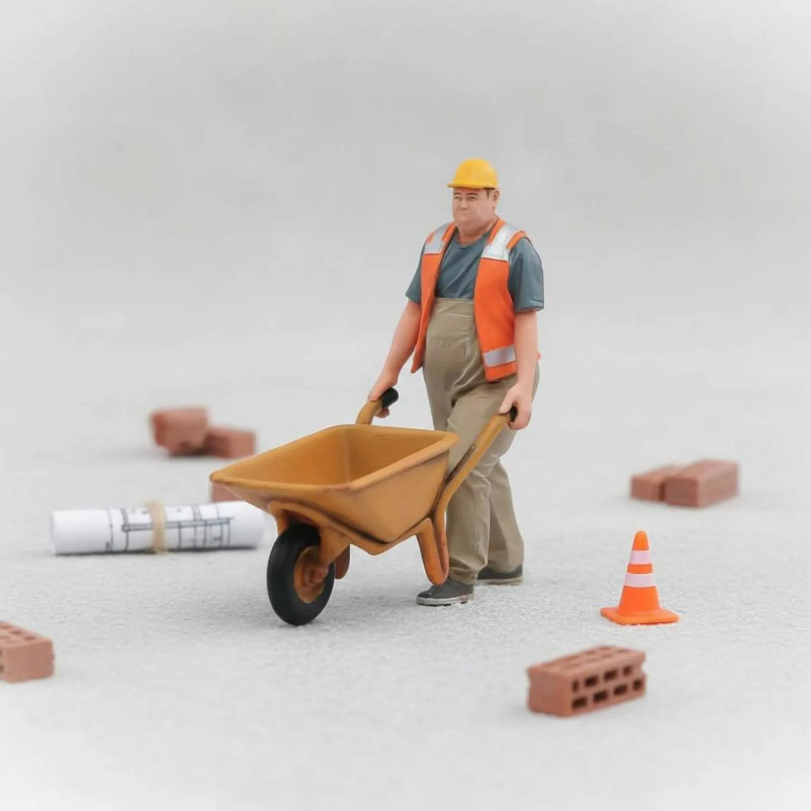 Construction Worker Figurine Highly Detailed Hand-Painted Construction Laborer Figure Miniature Worker Model Resin Material