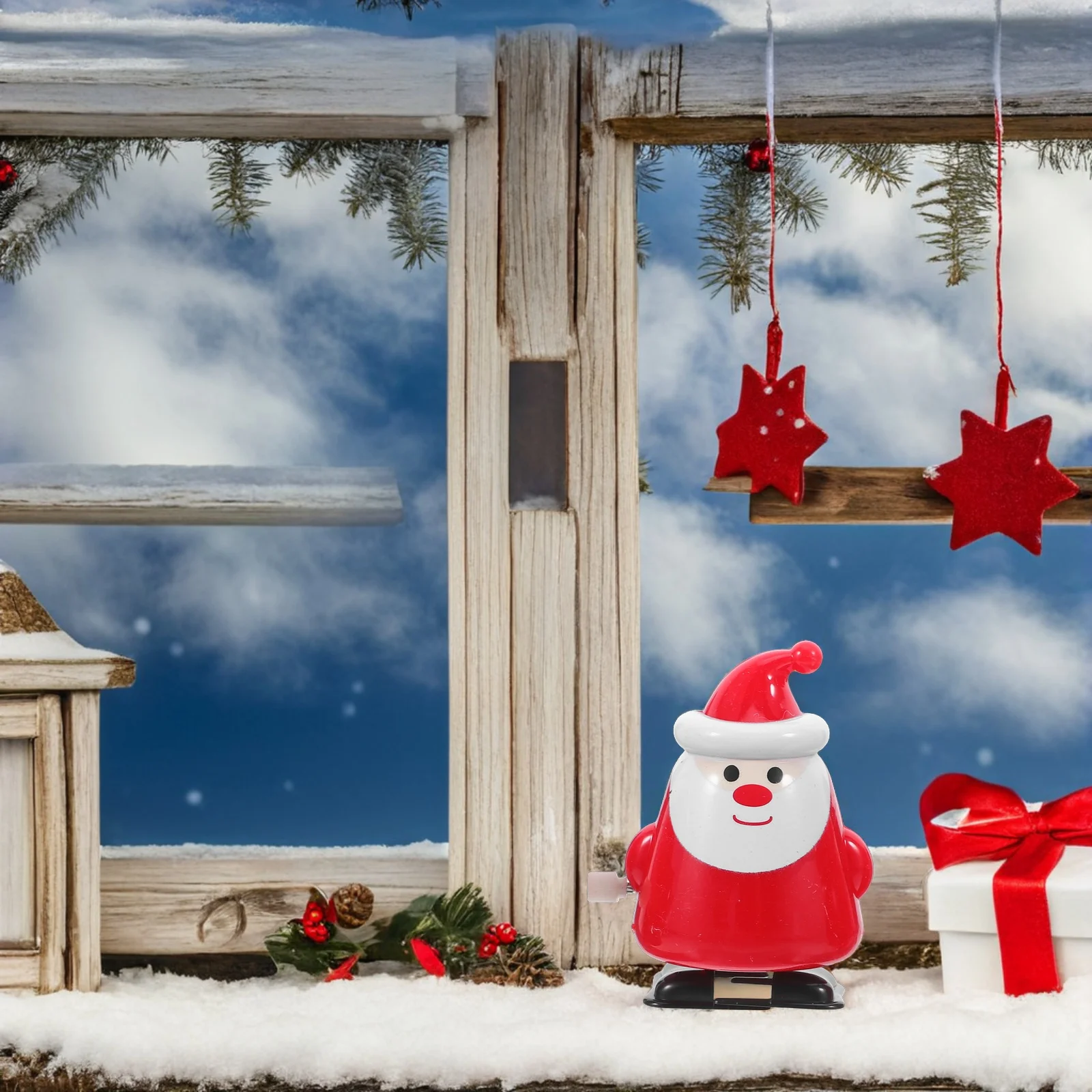 1Set Christmas Festive Winding Santa Claus Snowman Reindeer Holiday Party Favor Creative Portable Spring Children Games