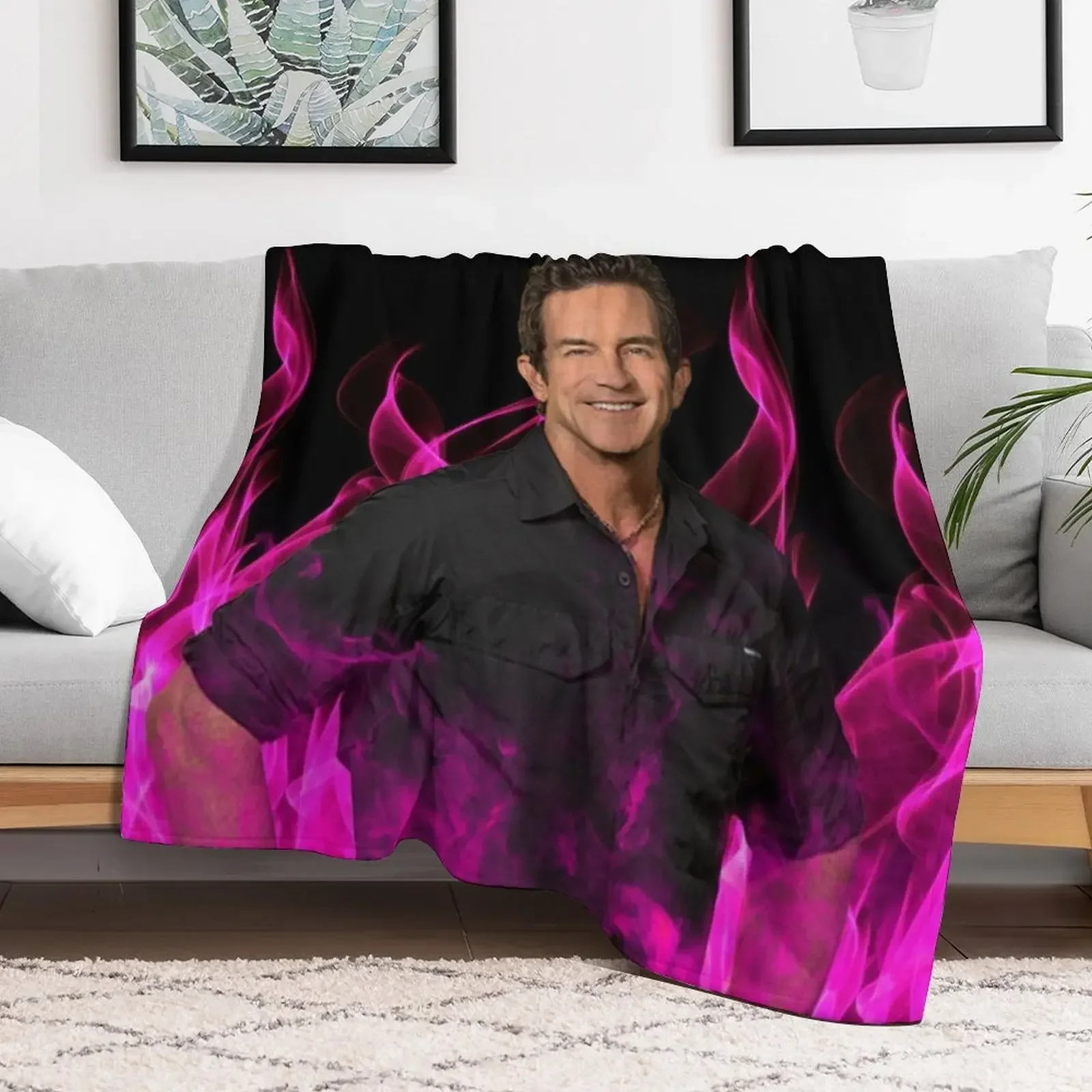 Jeff Probst Handsome Pink Glow Fire Blow Throw Blanket Baby Giant Sofa Bed covers funny gift Blankets