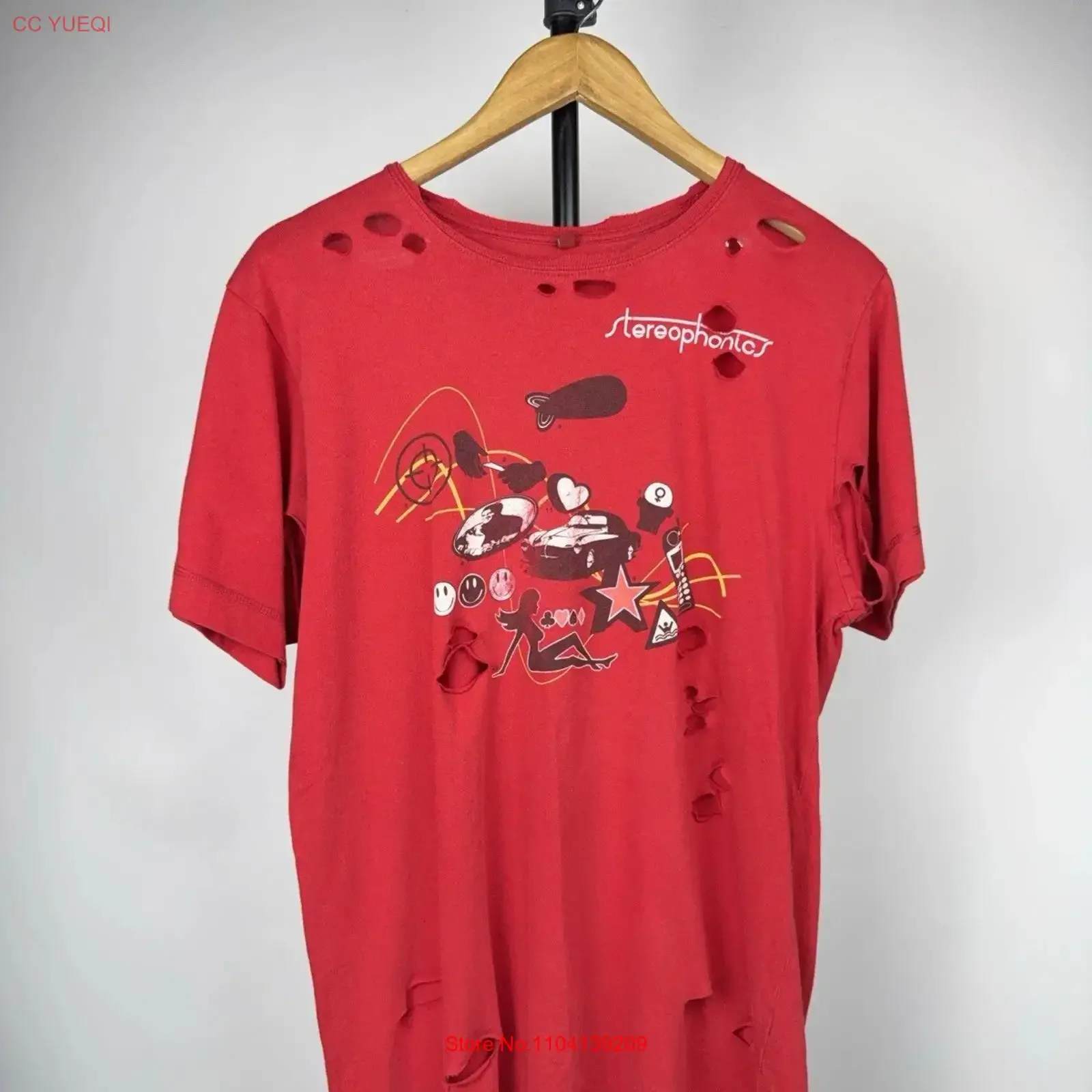 00s Stereophonics Distressed Red Band T Shirt Y2K Rock Men s M Size vintage Washed homme Top For Everyday Wear Stylish