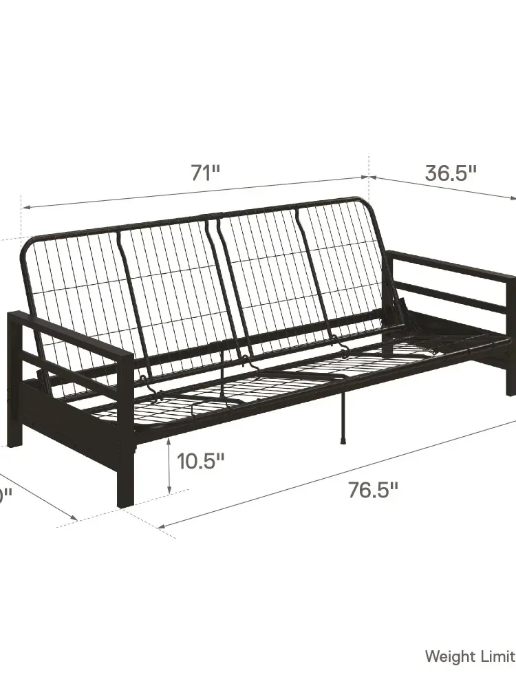 Living Room Sofas Miles Metal Futon Frame, Black