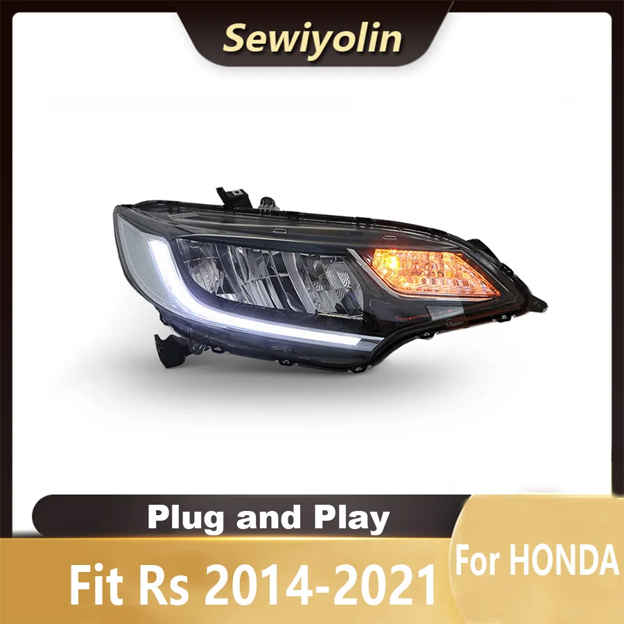 for Honda Fit Rs 2014-2021 Car LED Headlight Auto Head lamp Reverse Brake Fog Front lights DRL Plug and Play IP67 2pcs/Set