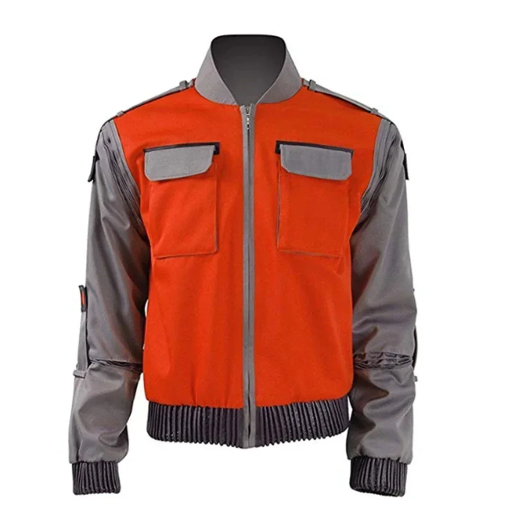 Movie Back To The Future Jr Marlene Seamus Marty Mcfly Jacket Cosplay Costume Classic Red Orange Outwear Coat Halloween Costume