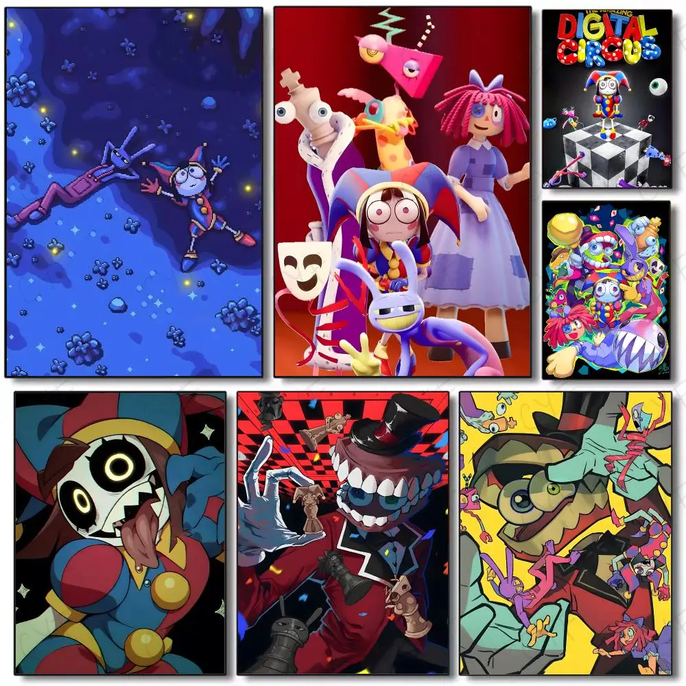 Animation Fantasy The Amazing Digital Circus Poster Painting Wall Art Mural for Living Room Home Decor and Gifts