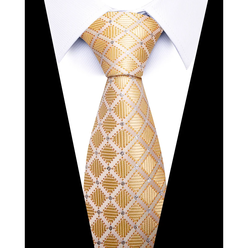 High Quality Tie For Men 8 cm Neck Tie Formal Clothing Plaid Glden Hombre Light Blue Birthday Gift Gravtas Fit Workplace