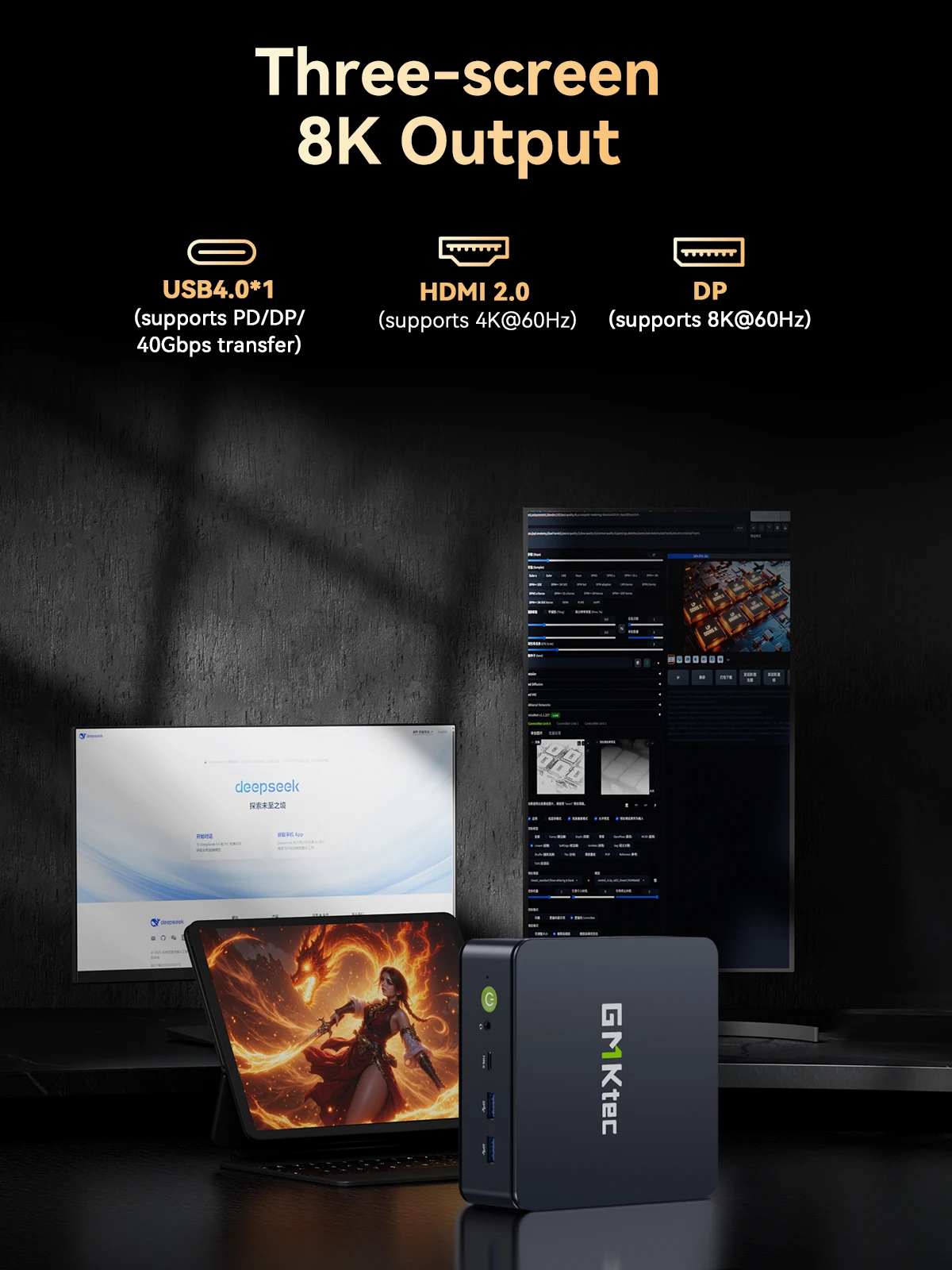 GMKtec M6 Ultra Mini PC AMD Ryzen 5 7640HS Windows 11 Pro 2.5G Dual LAN WiFi 6E BT 5.2 Desktop Computer USB 4.0 Mini PC