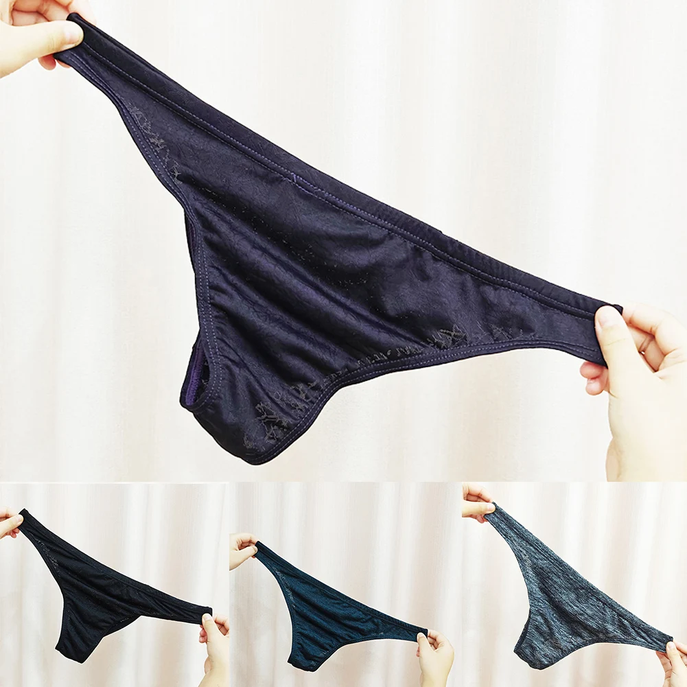 Breathable Pouch Underpants Low-rise Underwear Brand New Condition Geometric Pattern Briefs Breathable Ice Silk Briefs