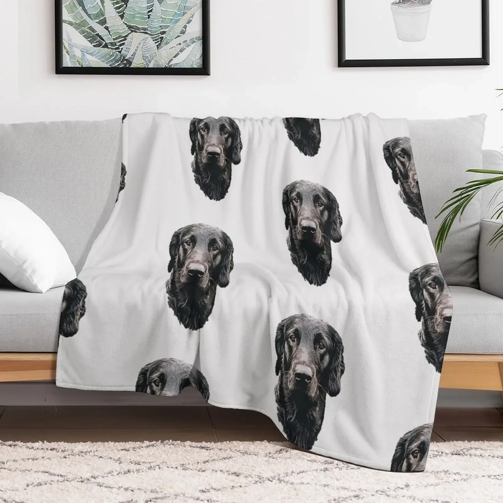 Flat Coated Retriever - Stunning Dog! Throw Blanket Flannel Large Retros Blankets