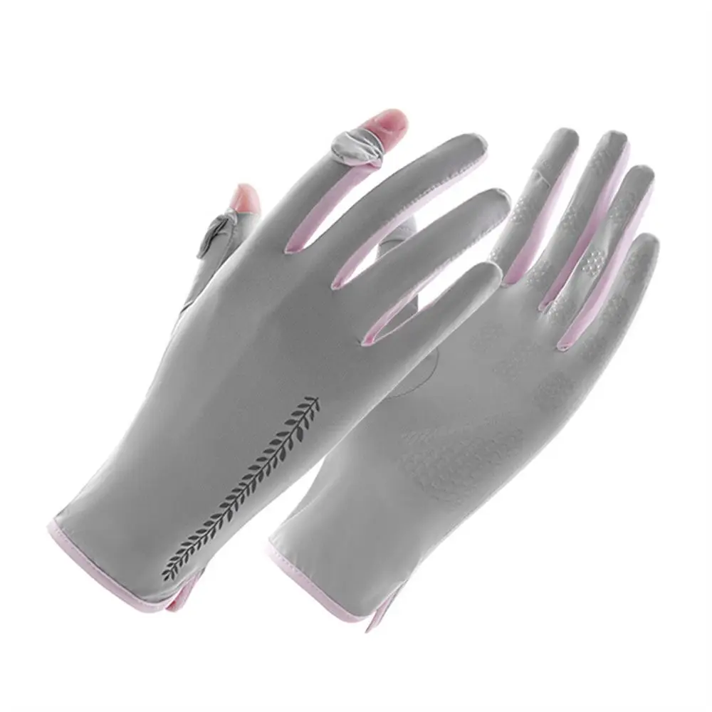 Thin Sunscreen Gloves Fashion Elastic Ice Silk Sun Protection Gloves Touch Screen Slip Resistant Anti-UV Mittens Women Girls