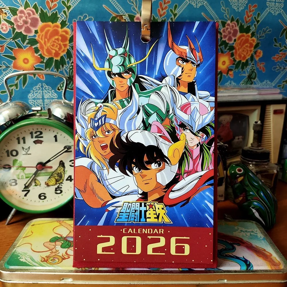 

2026 Desk Calendar 2 Styles A set of 13 Pcs Saint Seiya Character Cards Seiya Shiryu Hyoga Shun ikki Knights of the Zodiac