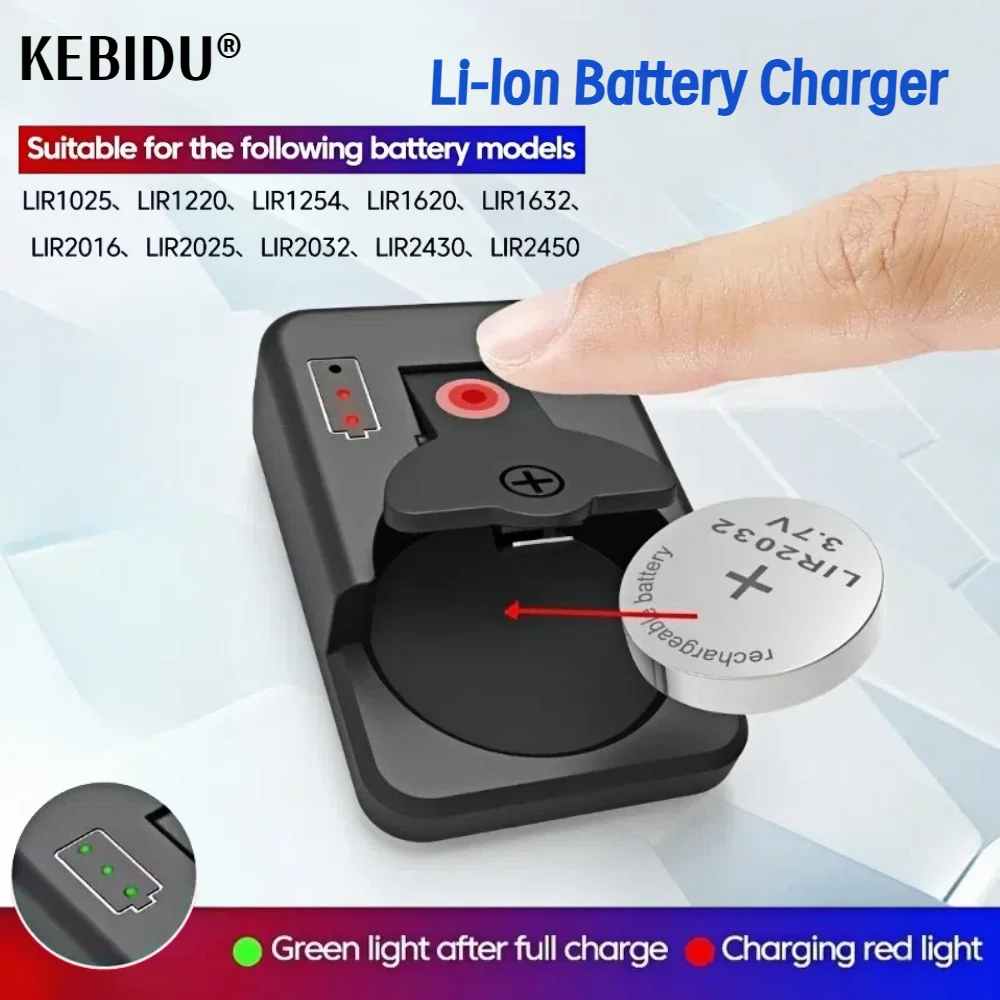 Portable Button Battery Charger Type-C 4.2V Lithium Rechargeable Coin Cell Battery Charger for LIR1632 LIR2016 LIR2032 LIR2450