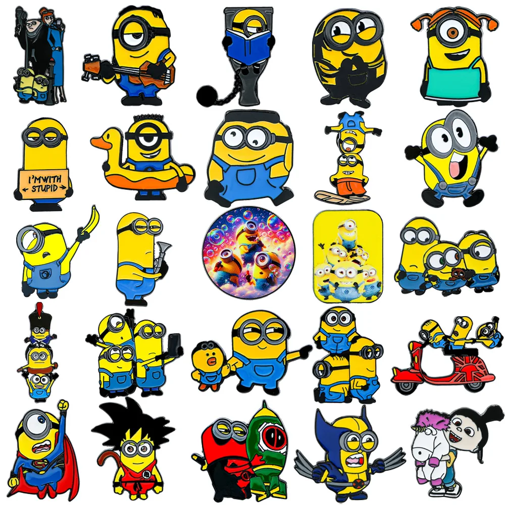 Pin Metálico de Minions, Broche de Aleación de Personajes de Dibujos Animados Europeos y Americanos, Accesorios de Moda Y2K, Juguetes de Anime