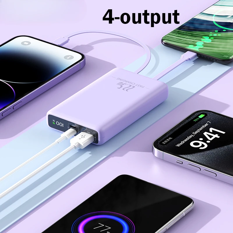With Cable External Spare Battery Mobile Powerbank For iPhone Xiaomi 10000mAh Power Bank 22.5W Fast Charging Portable Charger