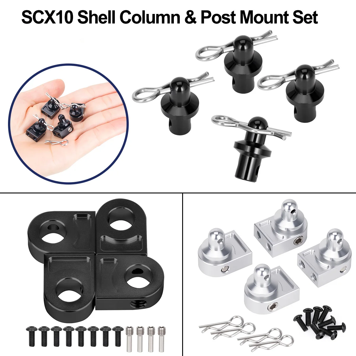 Aluminum Body Post Mount Set for Axial SCX10 PRO AXI03028 – Front & Rear RC Crawler Car Upgrade Parts