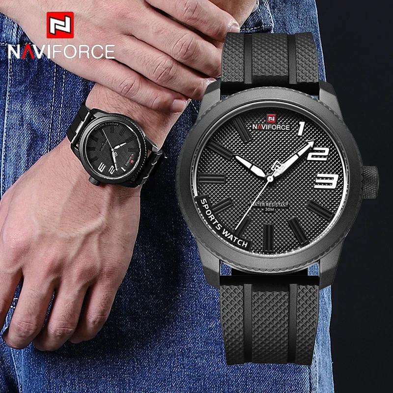 NAVIFORCE Top Brand Men's Wristwatch Luxury Waterproof Man Watch Silicone Strap Sport Military Business Quartz Male Clock Gift