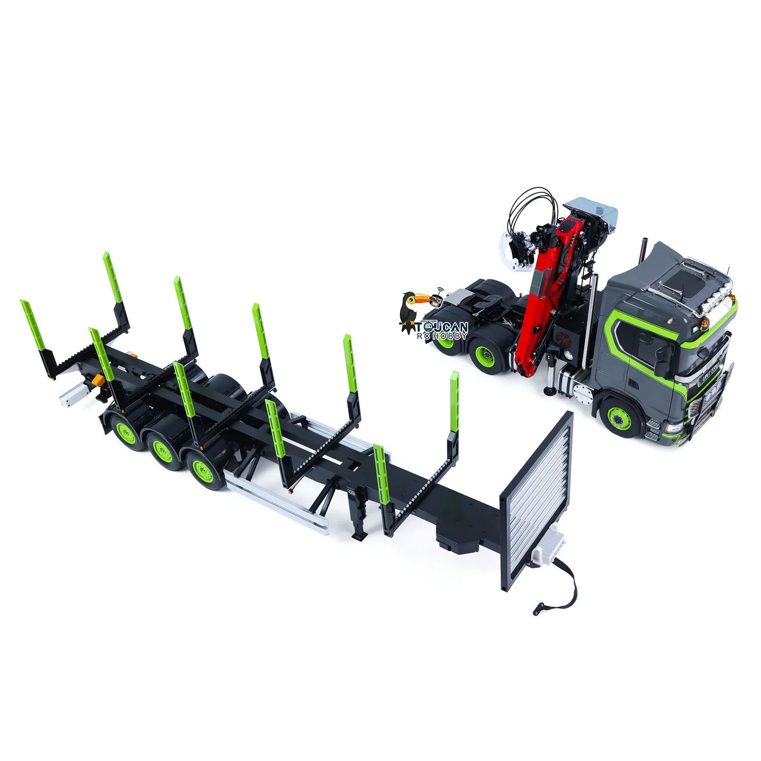 LESU 6X6 Metal Chassis Toucan 1/14 RC Tractor Truck 770S Hydraulic Crane Logging Trailer Sound Light Smoke Unit Vehicle Cars
