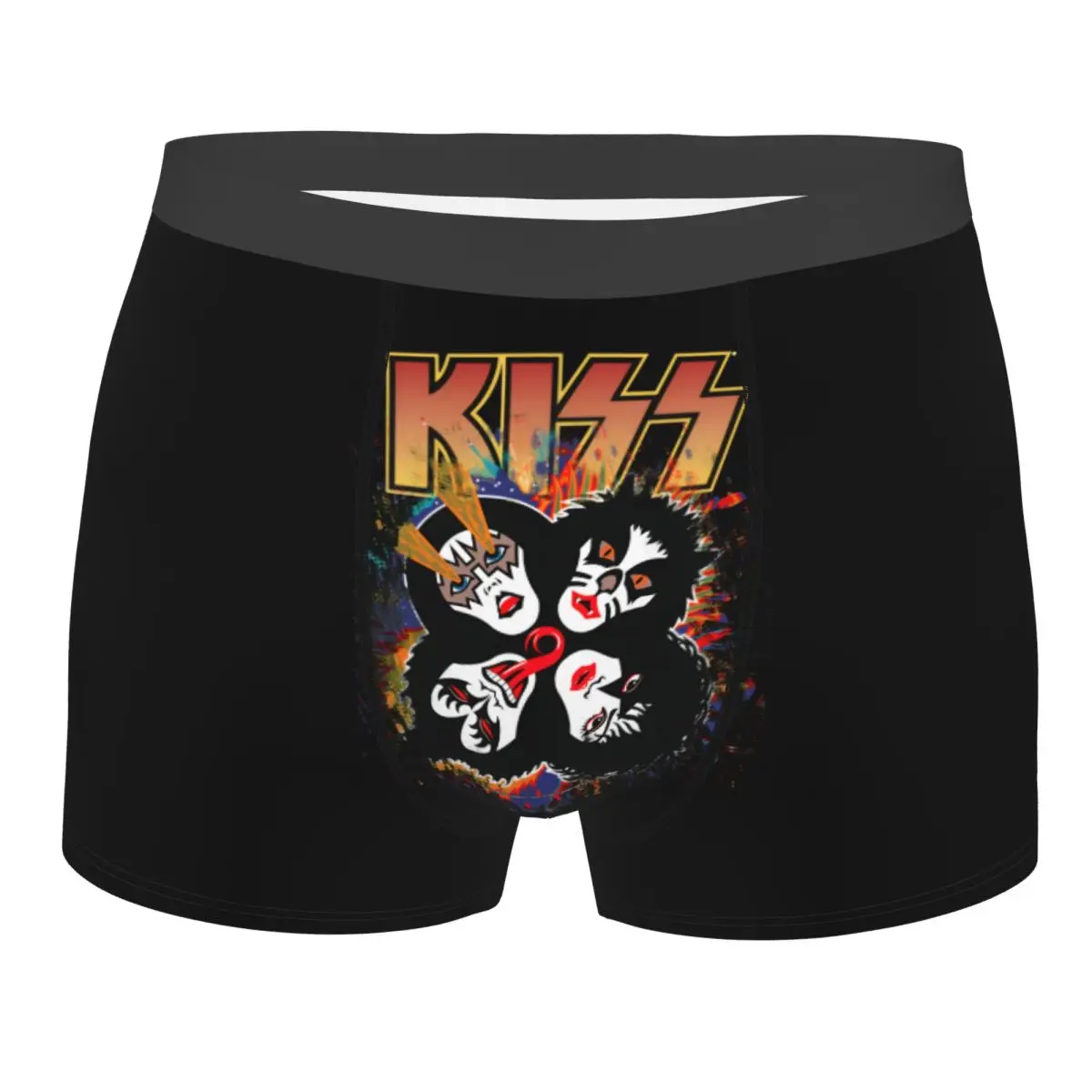 

Custom Novelty Heavy Metal Rock Music Band Kiss Boxers Shorts Panties Male Underpants Breathable Briefs Underwear