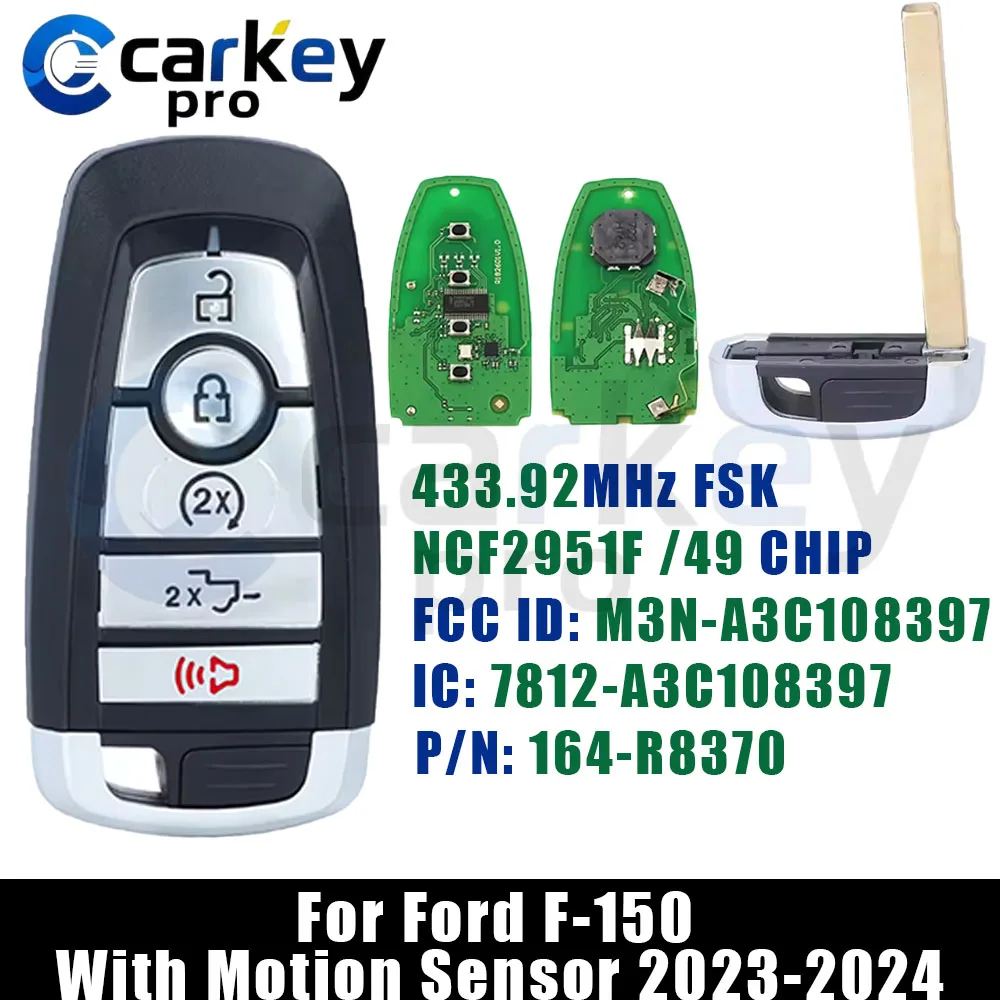 Carkeypro 4+1 Buttons 434MHz M3N-A3C108397 Smart Key For Ford F-150 With Motion Sensor 2017-2020