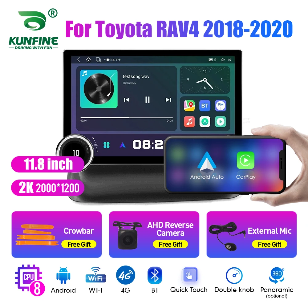 

11.8 Inch 2K Double Knobs 2 Din Car Radio For Honda Rav4 2018-2020 Car Radio DVD Multimedia Video Player Android Auto Carplay