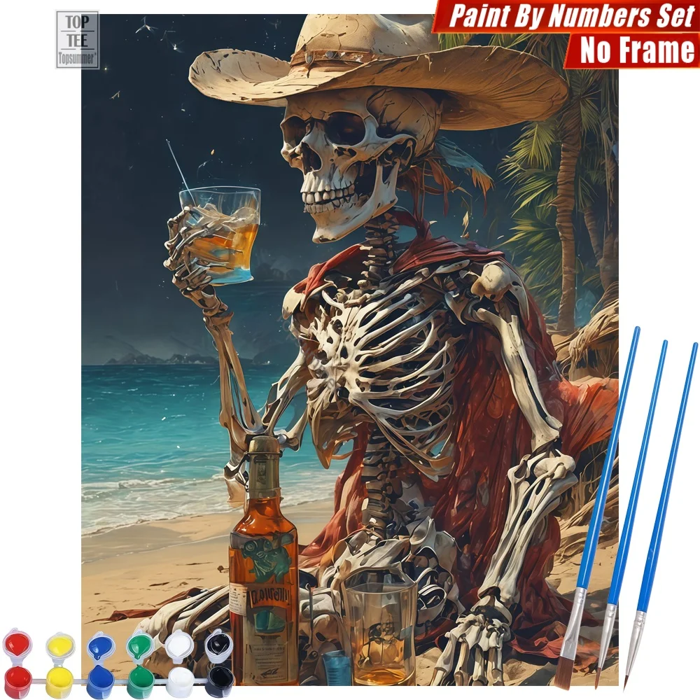 

beach skeleton drink Paints By Numbers Kit - skeleton beach drink Home Bedroom Decor Valentine'S Day Gift For Girlfriend