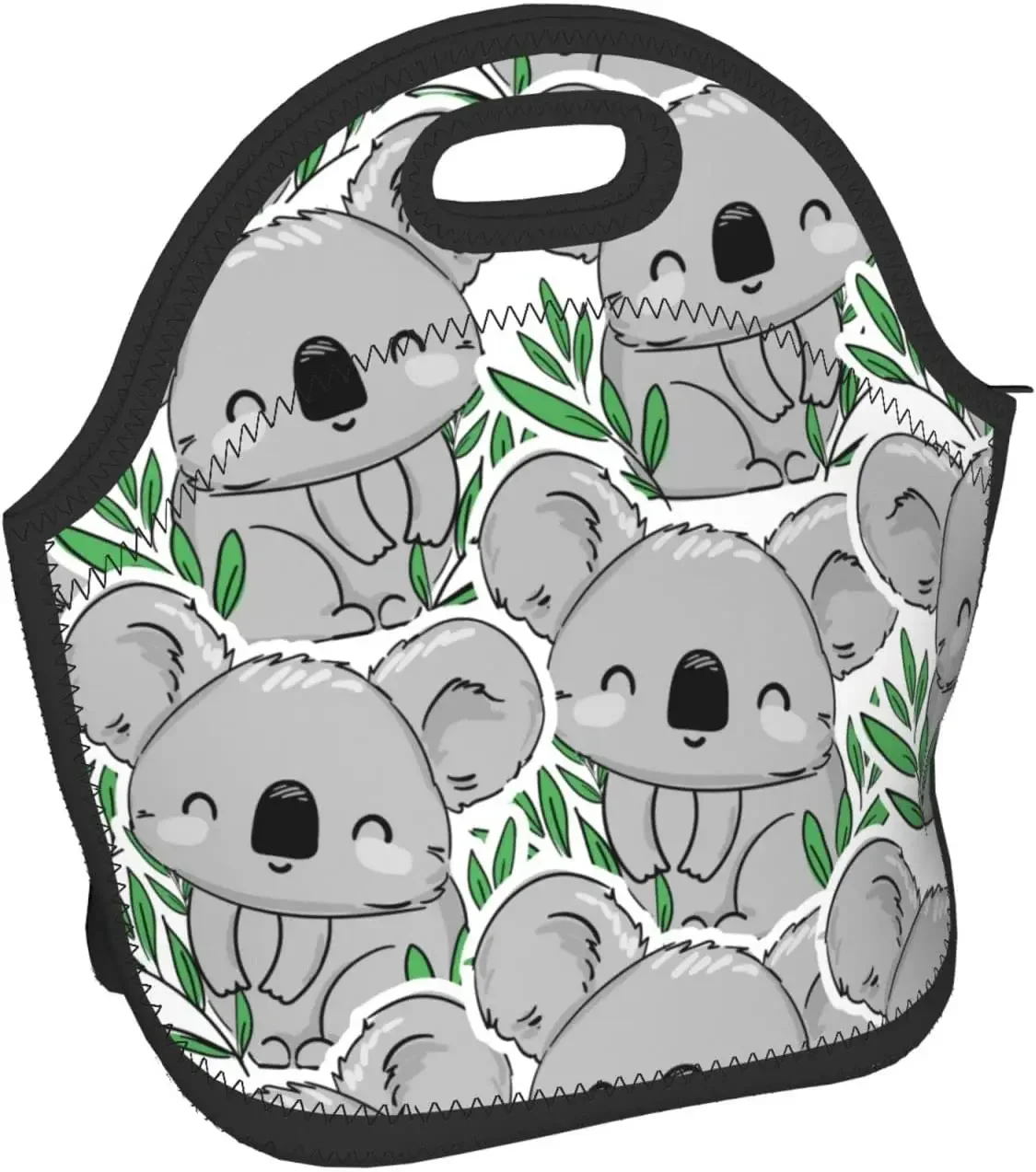 Retro Lunch Bag Koala und Blätter Neopren Lunch Bag isoliert Lunch Box Tote für Erwachsene/Kinder/Reisen/Picknick/Arbeit