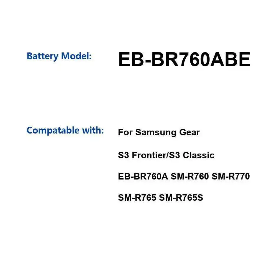 

Watch Battery EB-BR760ABE 380mAh For Samsung Gear S3 Frontier / S3 Classic EB-BR760A SM-R760 SM-R770 SM-R765 SM-R765S