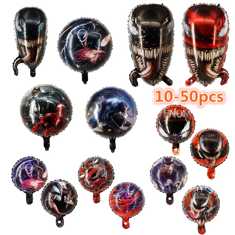 10-50pcs Marvel Venom Aluminum Foil Balloons Kids Birthday Party Decoration Baby Shower Venom Helium Globos Toys Event Supplies