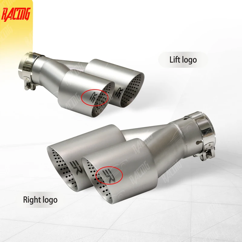 Double Outlet Exhaust Tips Frosted Stainless Steel Car Muffler System Universal Suitable 51mm 60mm 63mm for GTI MK7 Golf7 Nozzle