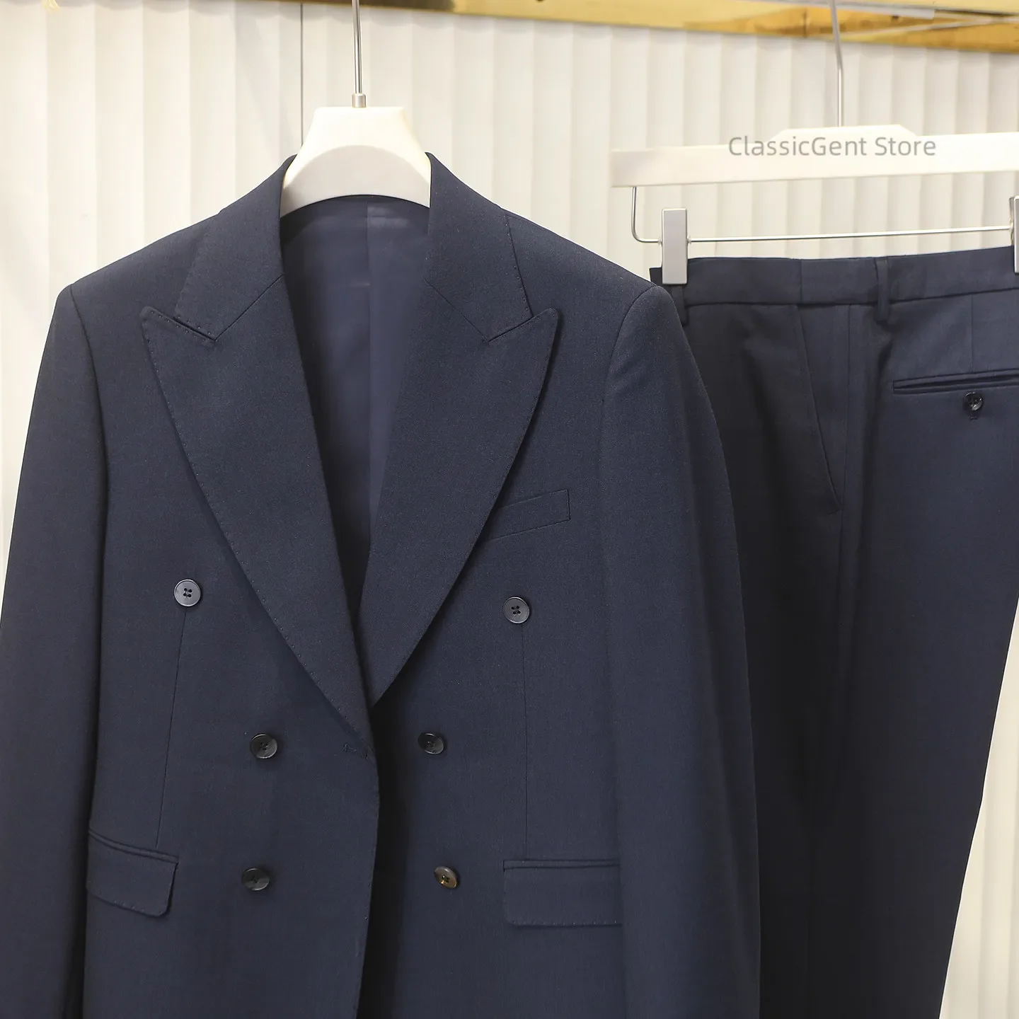 Italian luxury double-breasted men's commuter non-ironing suit, trousers, suit suit
