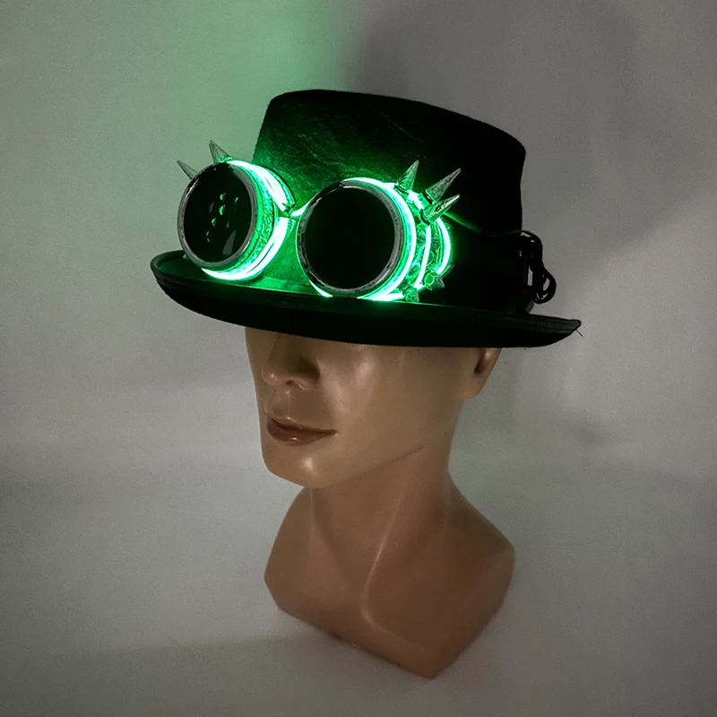 Gorące neonowe migające gogle steampunkowe LED podświetlane okulary Luminous akcesoria cyberpunkowe świąteczne neony DJ cosplay Supplies