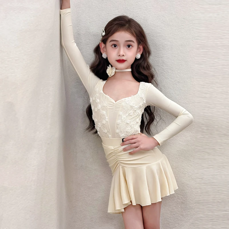 Children's Latin Dance Performance Dance Training Suit for Girls and Children's Dance Practice Performance Costume