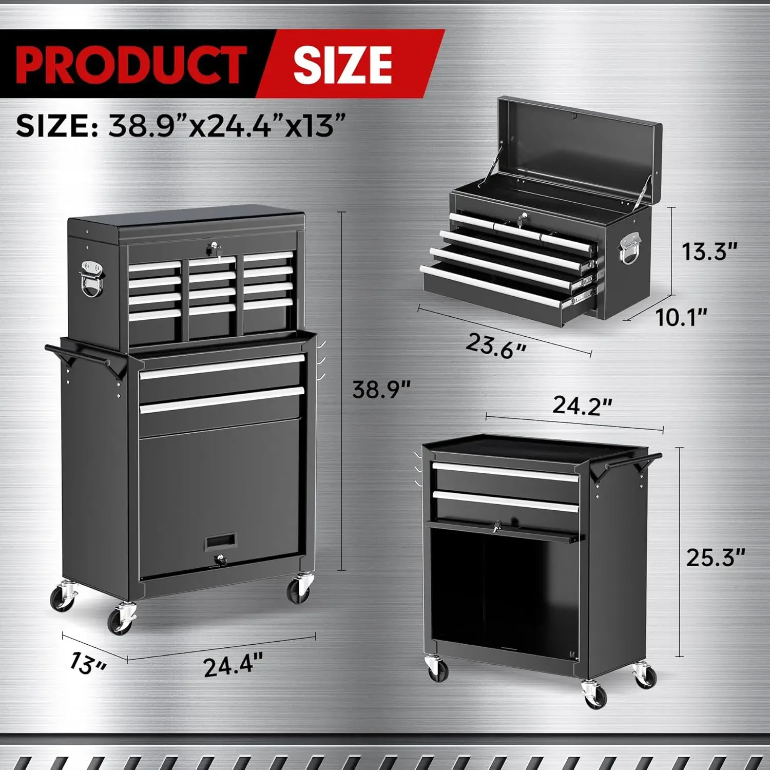 [¡Nueva llegada, envío gratis! ]Cómoda de herramientas de 8 cajones, cómoda rodante ensamblada con ruedas, caja superior desmontable, gabinete para reparación R