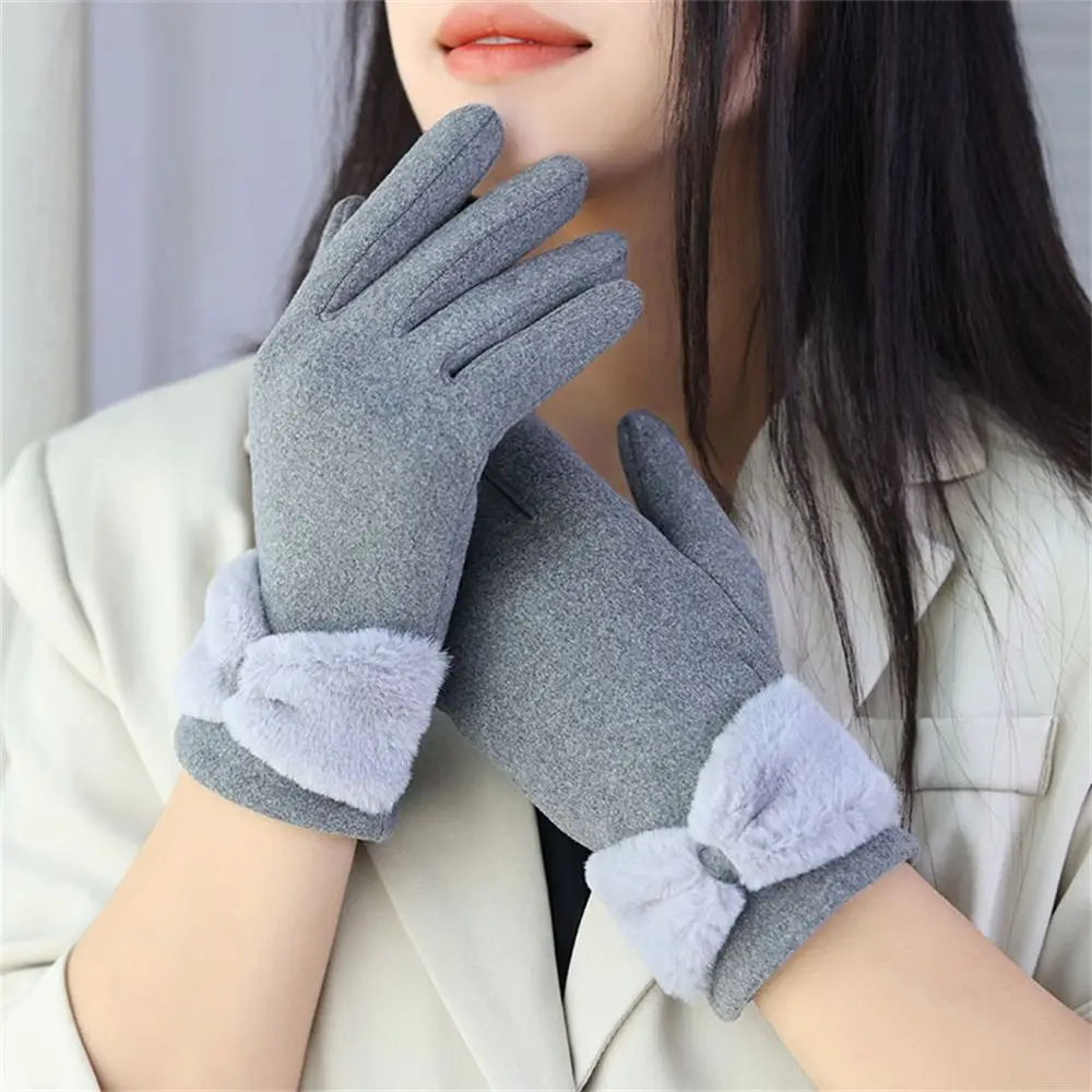 

Daily Thickened Warm Gloves Touch Screen Windproof Cold Proof Cycling Driving Gloves All Finger Mittens for Women Girls