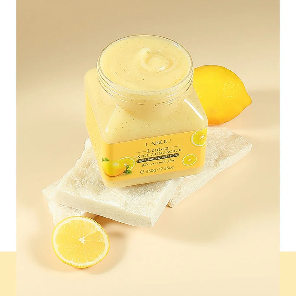 LAIKOU Lemon Body Scrub 350g Exfoliating Dead Skin Remover for Keratosis Pilaris Softening Moisturizing Skin Care Smooth Skin