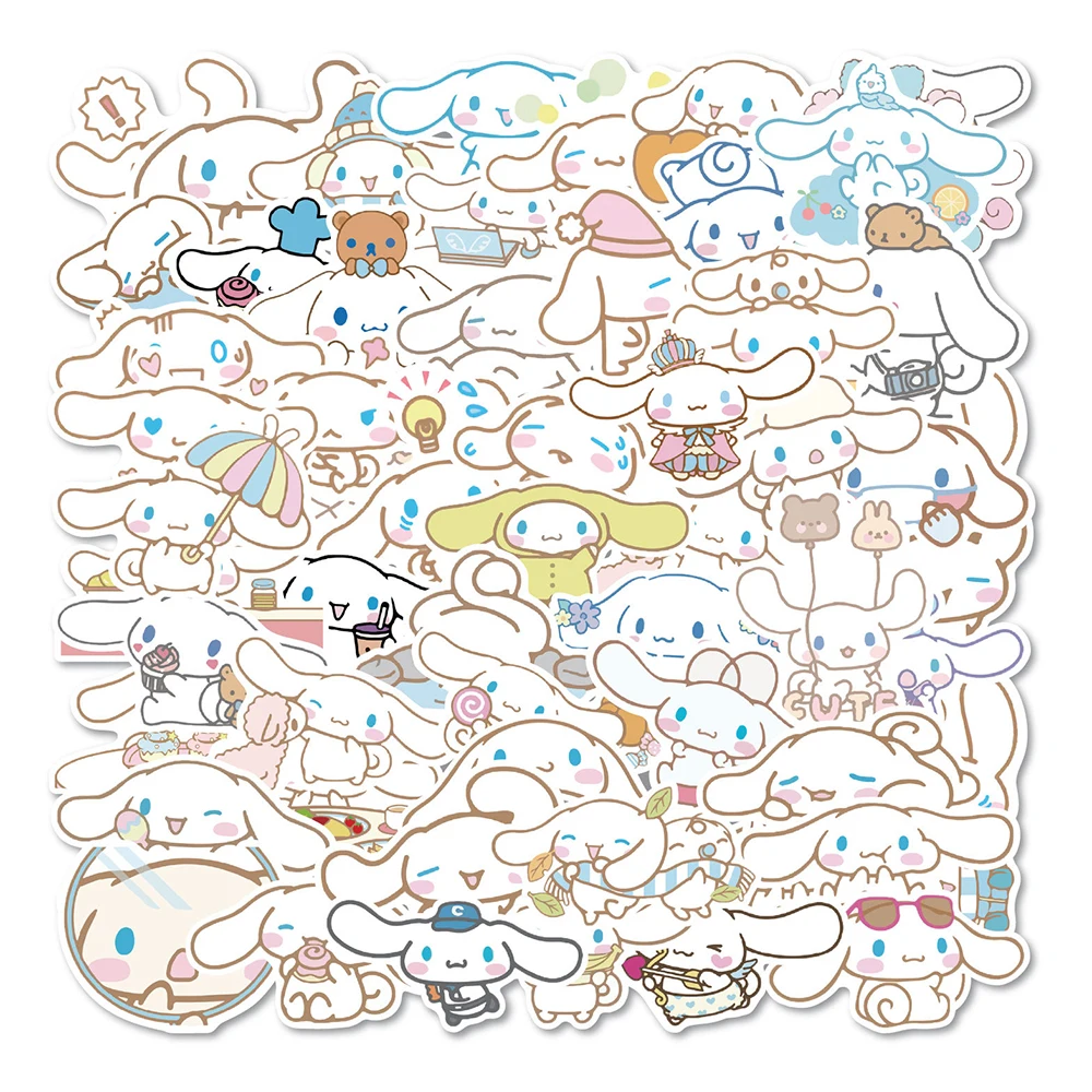 10/30/50PCS Sanrio Cute Cinnamoroll Stickers Cartoon Kids DIY Funny Decals Gift Toy DIY Suitcase Phone Skateboard Fridge Helmet