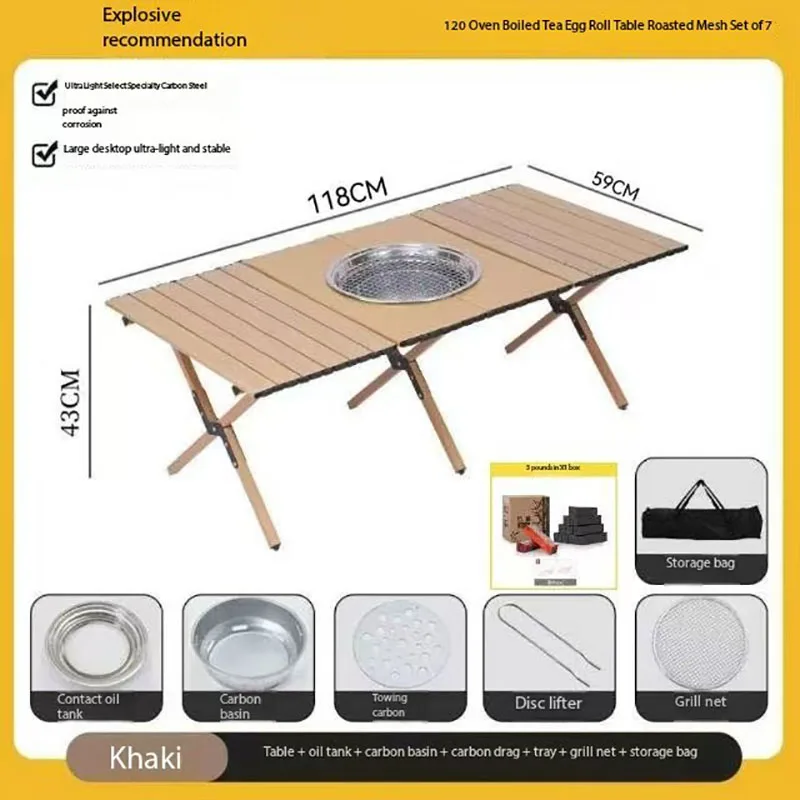 Round Stove Cooking Tea Outdoor Round Stove BBQ Folding Table Cooking Wine Cooking Milk One Table Round Stove Egg Roll Table