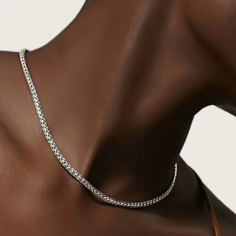 3mm Edelstahl-Halskette für Männer, Einfache Goldfarbene Kielketten-Halskette, Modeschmuck, Titanstahl-Accessoires – Detail 2