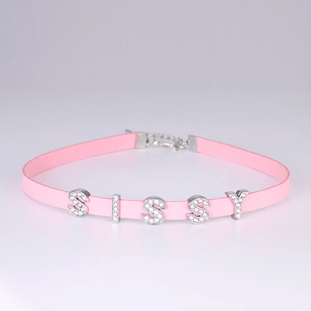 

Harajuku DIY Personalized SISSY Letters Choker Necklace Women Men Chocker Collar Cosplay Custom Bling Jewelry Customized Gifts