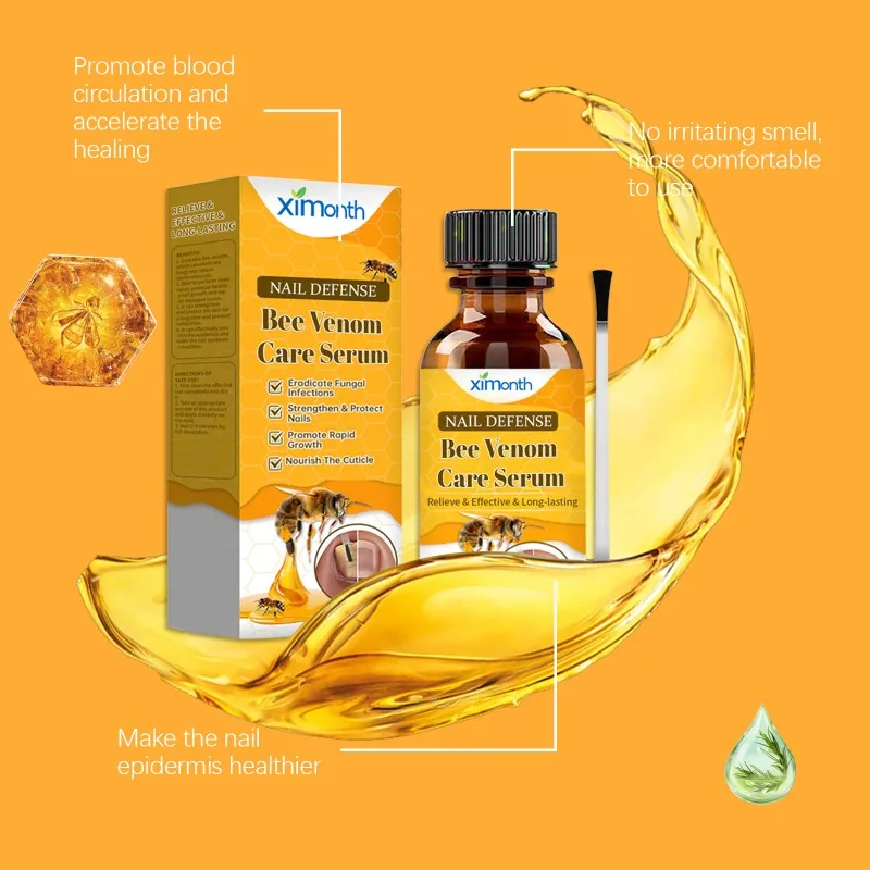 Bee Venom Onychomycosis Care Solution Nails Repairing Serum Nourishing Cracked Discolored Nails Essence Nail Treatment Liquid