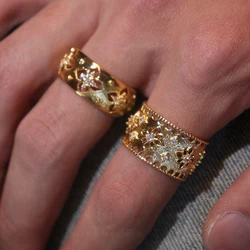 Italy's exquisite classical vintage court ring for women opening adjust finger accessory