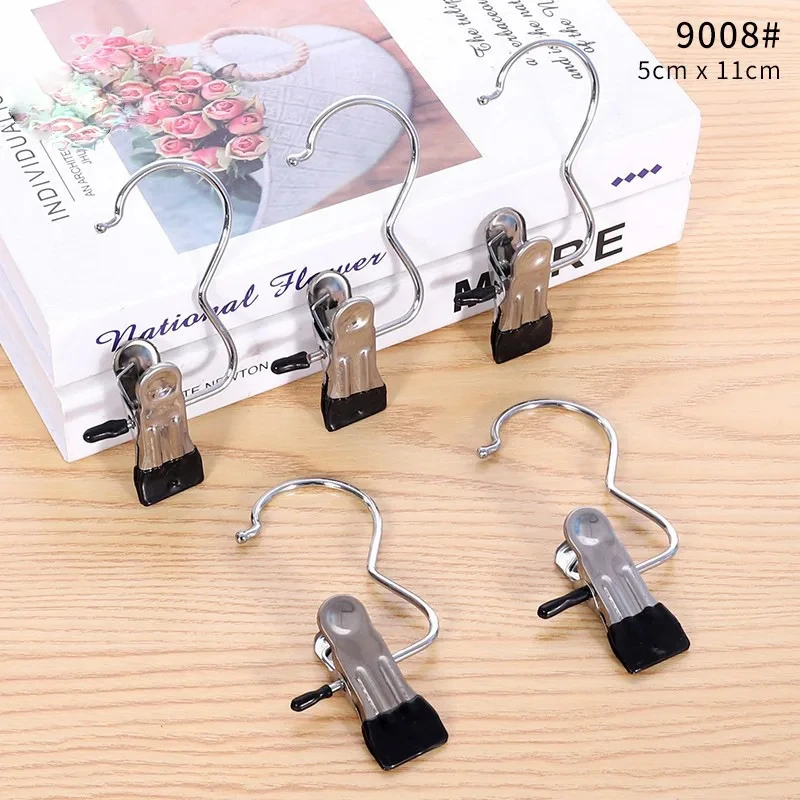 10pcs Stainless Steel Hook Clip Laundry Clothes Pegs Portable Hanging Clothes Clip For Home Laundry Clothing Store Pins Tool