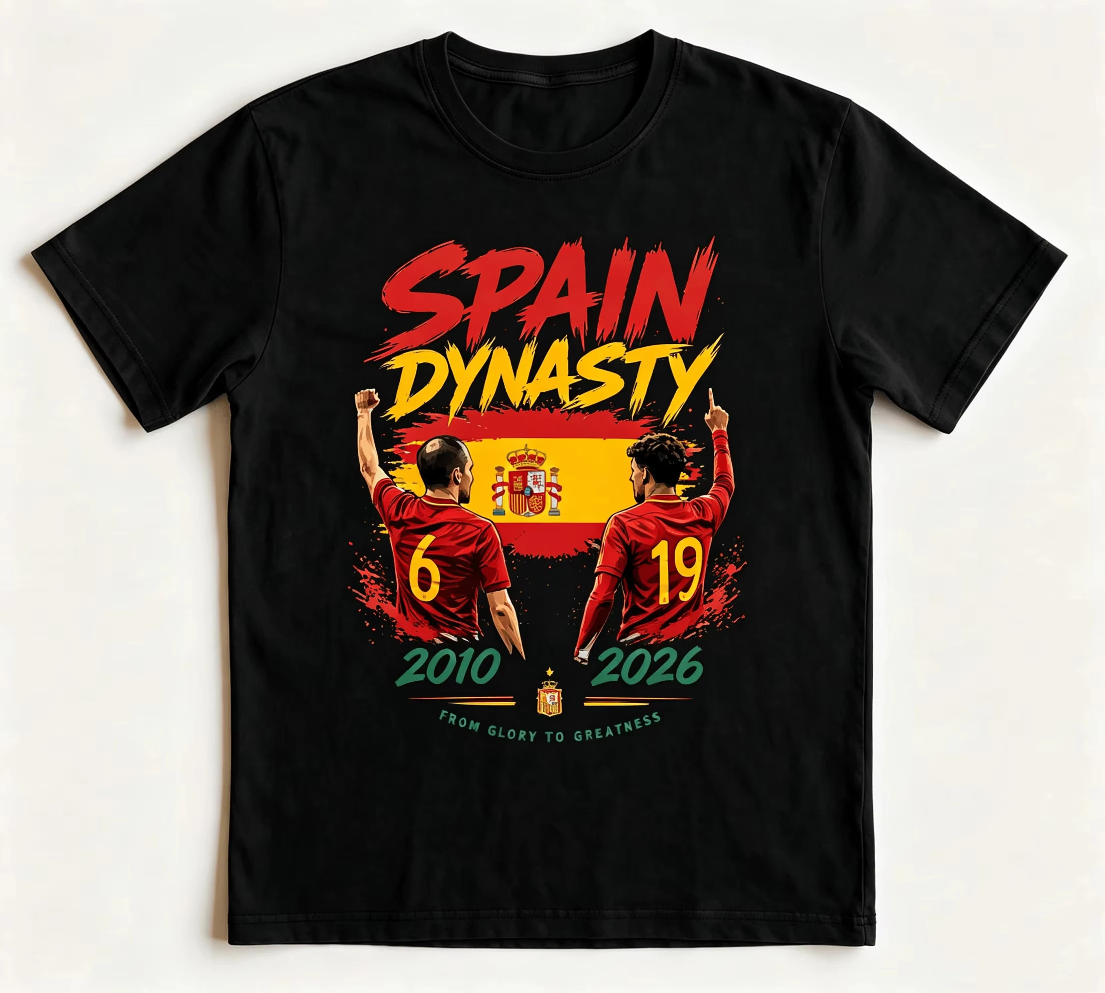Spain Dynasty Champions 2010 2026 T-shirt 2026 Soccer Fans Gift T-shirt 2026 Summer New Men Women Cotton Jersey Unisex T-shirt