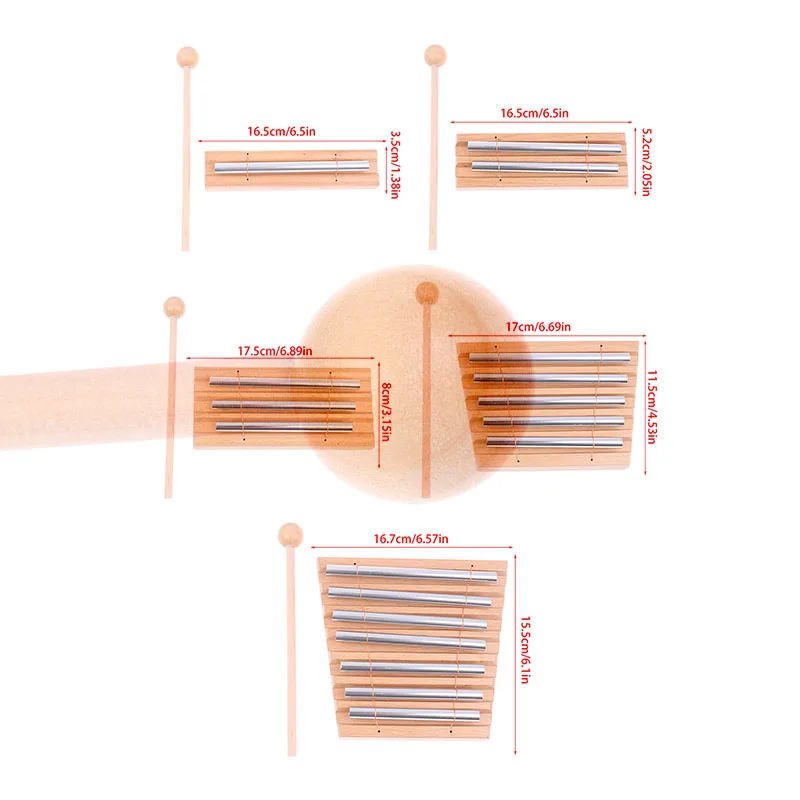 Carillons de méditation en bois avec maillet 1 2 3 5 7 Phoneme carillon éolien musical réglé Instrument de Percussion pour la méditation pleine conscience