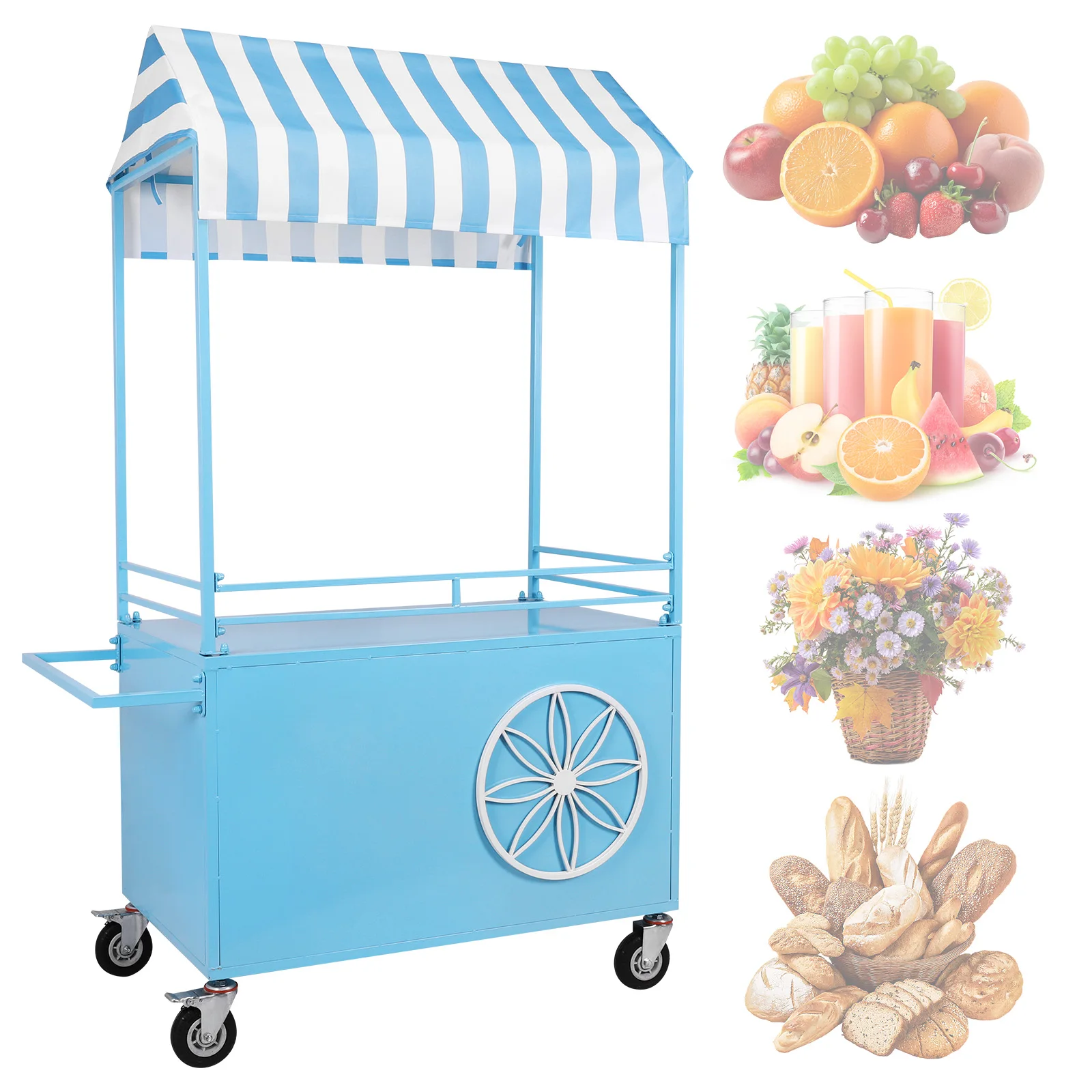 

Портативная подставка для продуктов с блокируемыми колесами, торговая стойка с навесом для дней рождения, свадеб, уличных мероприятий