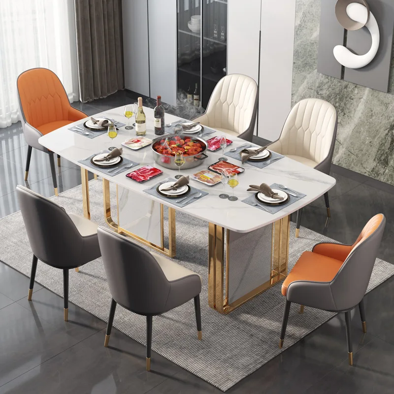 High Quality 12 Seater White Table Set Furniture Multi Function Dining Black Steel Square Black And Gold Dining Table