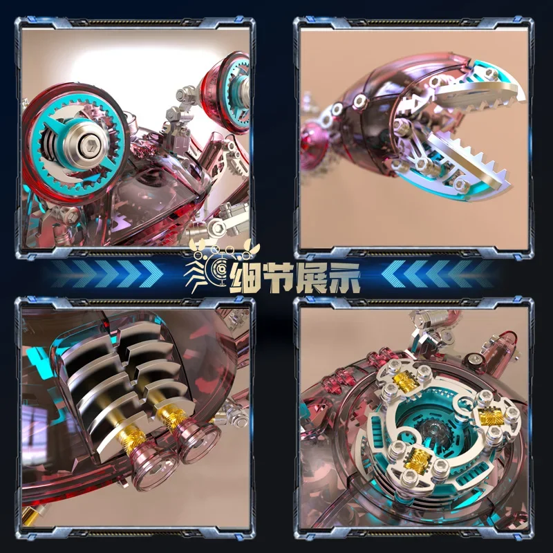 نموذج تجميع معدني على شكل سرطان البحر الميكانيكي مصنوع يدويًا، ألغاز ثلاثية الأبعاد، هدية لعبة مكعبات البناء الإبداعية #4