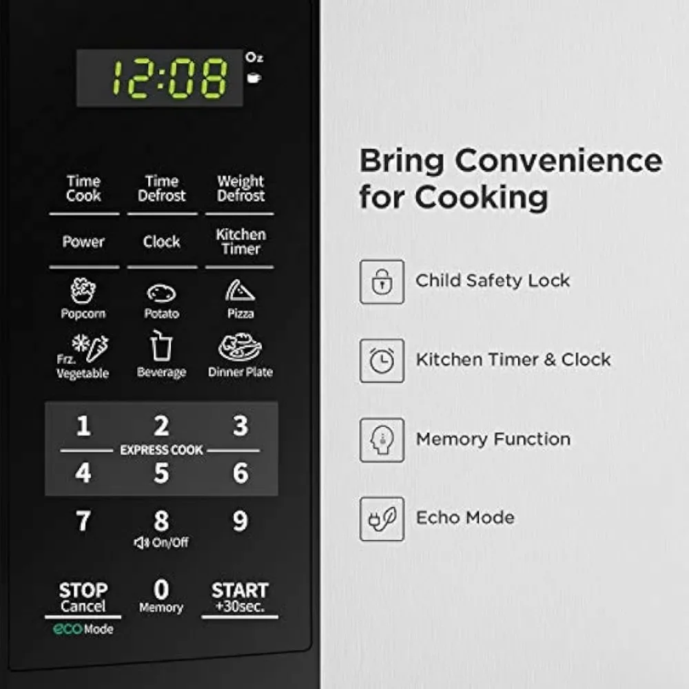 COMFEE' EM720CPL-PMB Countertop Microwave Oven with Sound On/Off, ECO Mode and Easy One-Touch Buttons, 0.7cu.ft, 700W,