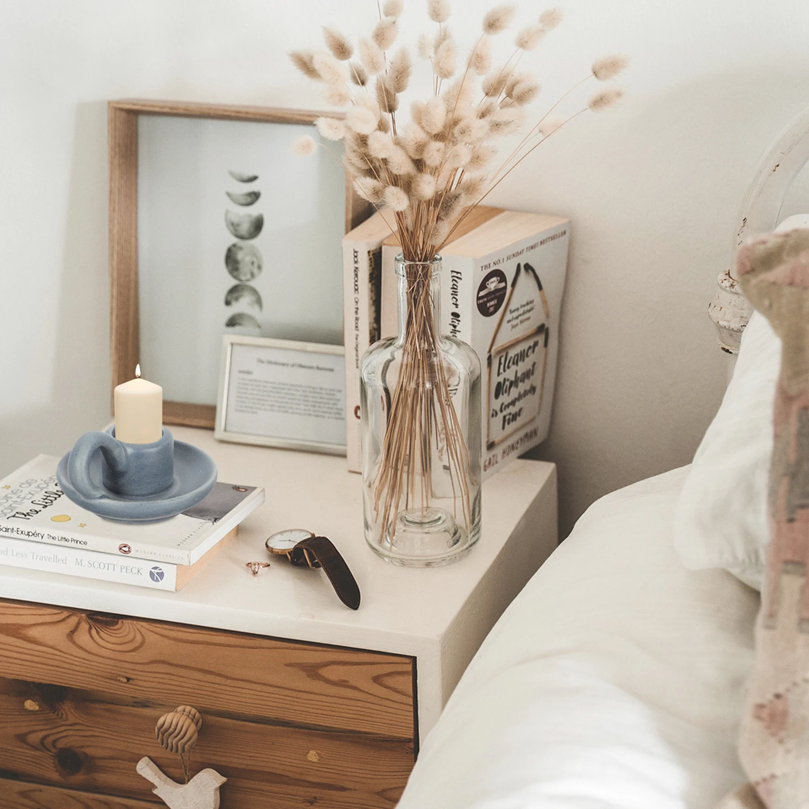 2 قطعة حامل سيراميك أنيق ديكور دقيق لزينة الطاولة هدية حفلة حامل سيراميك أزرق زينة الطاولة #1